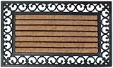 Esschert Design Schmutzfangmatte, Fußmatte in schwarz aus Gummi, mit Kokos-Einlage, rechteckig, ca. 76 cm x 45 cm