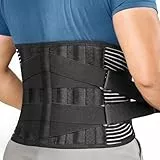 FREETOO Stark Stützende Rückenstütze Orthopädisch, Atmungsaktive Lendenwirbelstütze mit 6 Metallstützstangen, Verstellbare Rückengürtel für Rückenschmerzen, Ischias, Bandscheibenvorfall, Skoliose