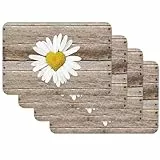 Venilia Tischset Margerite, Blumen Muster, Platzset für Esszimmer, Esstischmatten, Telleruntersetzer, abwischbar, lebensmittelecht, 45 x 30 cm, 4 Stück, 59104