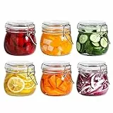 ComSaf 6set Einmachgläser 500ml mit Bügelverschluss, luftdichte Vorratsgläser für Küche, als Overnight Oats Gläser, Fermentierglas für Gemüse, platzsparend stapelbar