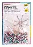 folia 12550 - Bastelset für 5 Perlensterne Pastel, rosé / türkis / grau, 340 teilig - ideal als selbstgemachte Dekoration für Weihnachten