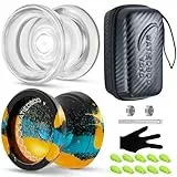 Watieoboo yoyo 2 Sets (Metall-JoJo + Kristall-JoJo), reaktives und Nicht reaktives JoJo, das Beste JoJo-Geschenk für Kinder, geeignet für JoJo-Anfänger und professionelles JoJo für Erwachsene