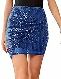 Kate Kasin Glitzer Rock Damen Herbst&Winter mit Lined High Waist Mini Rock Blau Rave Festival Rock für Sparkle Party