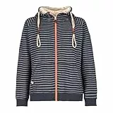 modAS Damen Sweatjacke mit Kapuze - Gestreifte Kapuzenjacke in Marine Größe XXL