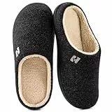 RockDove Herren Hausschuhe mit Sherpa-Futter und Memory-Schaum, 44/45 EU, Schwarz