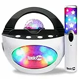 RockJam K-Pop Karaoke-Maschine, wiederaufladbar, kabellos, 10 W, Bluetooth, mit LED-Disco-Licht und kabellosem Karaoke-Mikrofon, Schwarz