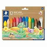 STAEDTLER Wachsmalkreide Noris junior 224, perfekt für kleine Kinderhände, extra bruchsicher, Etui mit 12 Farben, 224 C12