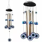 BWINKA Blaues Amulett mit bösen Blicken, Glocken, Outdoor-Dekoration, Metall-Windspiele für Garten, Terrasse, Hinterhof, Heimdekoration