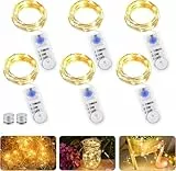 LED Lichterkette Batterie mit Timer, 6 Stk 2M 20LED Micro Batterie-betrieben Kupfer Drahtlichterkette Weihnachtsbeleuchtung für Zimmer, Innen, Weihnachten, Außen, Party, Hochzeit, DIY