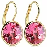 NOBEL SCHMUCK Ohrringe Gold Rosa mit Markenkristallen 925 Sterling - schlicht modern
