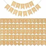 60 Stück Individuelle Wiederverwendbare Personalisierte Banner - Party-Dekoration für Geburtstag, Verlobungsfeier - Kraftpapier-Buchstabensymbol DIY-Banner