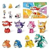 Super Wings Transforming Kinderspielzeug 14 Pack, 2-Zoll-Flugzeug-Spielzeug mit Roboter 4pcs, Dinosaurier-Spielzeug 4pcs mit Pokeable Surprise-Geschenkbox für Jungen und Mädchen ab 3 Jahren