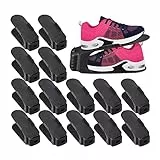Relaxdays Schuhstapler, 15er Set, bis Größe 39, rutschfeste Schuhablage, Kunststoff, Ordnungssystem für Schuhe, schwarz