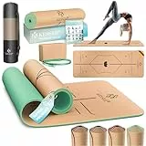 KESSER® Yogamatte Kork Inkl. Tragegurt Tasche & Yoga-Block Gymnastikmatte Matte rutschfest aus Naturkautschuk TPE Fitnessmatte, 183 x 62 Trainingsmatte für Fitness Sportmatte, Gymnastik extradick