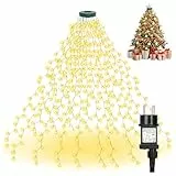Withosent Lichterkette Weihnachtsbaum, 3M 448LED Christbaumbeleuchtung mit Ring, Lichterkette IP44 Speicherfunktion Wasserdicht 8Modi Christbaumbeleuchtung für Weihnachtsdeko Außen Innen-Warmweiß