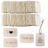 YIEUR 96 Stück Natur Holz Anhänger, 3.5x5.2cm Holzplatten zum basteln, Unbehandelte Natur HolzScheiben mit Loch, holz Verzierungen Basteln für DIY Handwerk, Laser Gravur, Schnitzen, Malen (5.2cm)