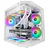 Mars Gaming MC-3TLITE, MicroATX Gaming-Gehäuse, Dreifaches Durchgehendes Gehärtetes Glas, 120mm FRGB-Lüfter Hinten, Doppelkammerstruktur, Kompakter Mini-Tower-PC mit Großem Innenraum, Weiß