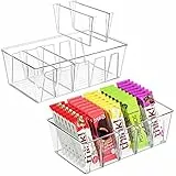 Puricon 2 Stück Snack Aufbewahrungsbox, stapelbarer Lebensmittel Organizer aus BPA-Frei Kunststoff, Kasten mit vier herausnehmbare Trennwände, Lebensmittelaufbewahrung Küche Aufbewahrung Organisation