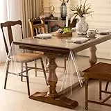 AooHome Tischdecke Transparent 100X140cm, Tischdecke Abwaschbar PVC Tischfolie Durchsichtig 0.17mm, Wasserdicht Abwaschbar Schmutzabweisend