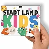 Stadt Land Fluss Kinder Kids MINI Familienspiel für Kinder, Familie Der Spielblock A6 Quiz Lustiges Familienspiel mit 12 Kategorien | Spiele-Klassiker ab 8 J. als Reisespiel, Spieleabend mit 50 Blatt