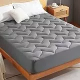 Sonive Matratzenschoner 140x200 cm, Knitterfreie Matratzenschutzbezüge Grau für Matratzen bis 30cm, Maschinenwaschbarer Matratzentopper Bei 45°C