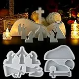 EPODA Krippenfiguren Silikonformen Weihnachten 2er Set, Gießformen für Gips, Wachs & Harz zur Schnellen Herstellung von Weihnachtsdekoration und DIY Geschenken