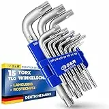 S&R Winkelschlüssel-Satz TX 15-tlg, TX6-TX60, kompatibel mit Torx-Schrauben, Innen-Sechsrund Schlüssel Set, gehärteter CrV-Stahl, hohe Sternprofil Maßhaltigkeit, für KFZ, Montage, Industrie