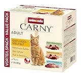 animonda Carny Katzenfutter nass Geflügel-Mix , 8 Portionsbeutel (8 x 85g), getreidefreies Katzennassfutter ohne Zucker für ausgewachsene Katzen mit frischen fleischigen Zutaten