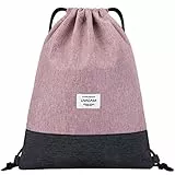 LIVACASA Turnbeutel Mit Reißverschluß Innentasche Sportbeutel Hipster Gym Bag Gefüttert Rucksack Mit Verstellbar Tunnelzug Gymsack für Damen Herren Rosa