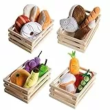 roba Nahrungsmittelgruppen, 4 Körbchen mit Zubehör für Kaufladen und Kinderküche