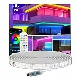 httpsmp 5m RGB LED Streifen, IP68 Wasserdicht, 5V USB Betrieben, Musik Sync, Bluetooth App/RF Fernbedienung, Lichter für Balkon, Deck, Camping, Garten, Schlafzimmer, Dekor