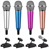 QJFHURB Mini Microphone Asmr Mikrofon 4 StüCke Kleines Micro Handheld Tragbares Metall Verdrahteten Mic Mikro Mini Micro Karaoke Microfon mit 4 StäNder FüR Handy Laptop Notebook (4 Farben)