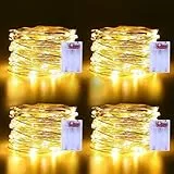 echosari 4 Stück Batterie LED Lichterkette,5M 50 LED Lichterketten Batterien 2 Modi für Garten Hochzeit Party Deko (Warmweiß)