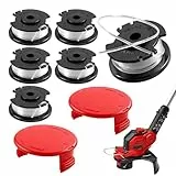 GENHH 6 Stück Ersatzfadenspule für Einhell GE-CT 18/28 Li, 5.2m Länge Ø1.6mm Nylon Rasentrimmer-Ersatzfadenspule mit 2 Kappe, Rasentrimmerschnur für Einhell GE-CT 18/28 Li TC und GE-CT 18/28 Li