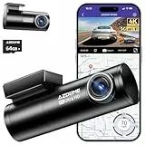 AZDOME Dashcam Vorne Hinten 4K +1080P,5GHz WiFi, GPS, Englische Sprachsteuerung, Super Nachtsicht, WDR, Loop-Aufnahme, G-Sensor, Parküberwachung 64G Micro SD-Karte