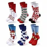 Moonlight Manor 6 Paare Weihnachtssocken für Frauen, Weihnachtsstrick Crew Socken Urlaub Warme weiche Winter Geschenk Weihnachtsmann Neuheit Socken 37-46