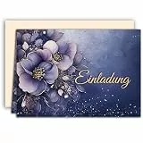 10 Einladungskarten Lila Blume mit Umschlag für Geburtstag Hochzeit Jubiläum Feier Taufe Kommunion Konfirmation Firmung Einladungskarte 10 Umschlägen 30 40 50 60 70 Einladung Festliche Blütenpracht