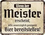 Deko Blechschild für die Werkstatt: Wenn der Meister erscheint…
