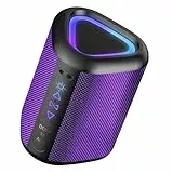 aowoka Bluetooth Lautsprecher mit Licht, 2025 Musikbox Tragbarer Box, Bluetooth 5.4, 30 St, Verbesserter Bass, IPX7 Wasserdicht, Outdoor Lautsprecher für Reisen, Sport, Party, Radfahren