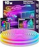LETIANPAI Neon Led Strip 10m,Flexible LED Streifen,Control with App/Remote,Multiple Modes,Waterproof,Music Sync Gaming Led Strip Lights for Bedroom Indoor,IP65 Outdoor RGB Neon Lights