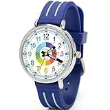 Kiddus Lern Armbanduhr für Kinder, Jungen und Mädchen. Analoge Armbanduhr mit Übungen zum Erlernen der Uhrzeit. Entworfen in Barcelona