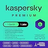 Kaspersky Premium Total Security 2026 | 1 Gerät | 1 Jahr | Anti-Phishing und Firewall | Unbegrenzter VPN | Passwort-Manager | Kindersicherung | 24/7 Unterstützung | PC/Mac/Mobile | Code per Email