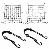 2 Stücke Gepäcknetz Fahrrad, Motorrad Gepäcknetz,2 Stücke Gepäckspanner mit Haken, Fahrrad Spanngurt,Helmnetz mit Haken Spannnetz Elastisches Gepäckband