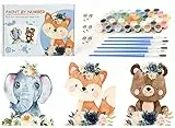 Nvseaty Malen nach Zahlen ab 5 6 7 8 9 Jahre Mädchen, Malen nach Zahlen Tiere Wandbild Selbst Malen Bilder Kinderzimmer Deko Kinder Geschenk Mädchen 6-9 Jahre Kreativ 5-8