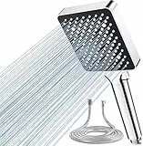 Magichome Duschkopf mit Schlauch 6 Strahlarten, Hochdruck Duschkopf Wassersparend, Handbrause Regendusche Einhand-Einstellung, Brausekopf mit 1,5M Duschschlauch, Sparduschkopf Groß