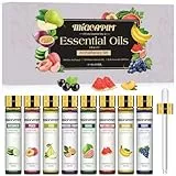 Migcaput 8X10ml Fruchtiges Ätherische Öle Set, Naturrein Ätherische Öle, Essential Oils Duftöle für Diffuser Luftbefeuchter Kerzen- Passionsfrucht,Guave, Pfirsich, Wassermelone,Gurke