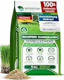Rasensamen schnellkeimend Herbst 5kg 200qm - TEST SEHR GUT - Schnell wachsender Rasen Made in Germany - Premium Grassamen schnellkeimend - Rasensaat für sattgrünen Traumrasen - Rasensamen 5kg