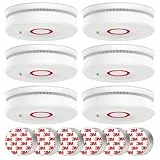 Rauchmelder, Feuermelder mit 10 Jahre Batterie, Brandmelder mit Magnethalterung und Starken 3M Klebepads, Rauchwarnmelder, DIN EN 14604 Zertifiziert, 6er Set
