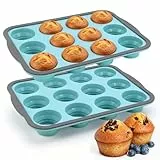 IIRC 2 Stück Muffinform Silikon mit Metallrahmen – 12er Muffin Backform für Cupcakes, Pudding, Brownies, BPA-frei Antihaft