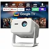 Smart Beamer【Google TV/Offizielle App】 VOPLLS 2000ANSI Tageslicht Beamer 4K Heimkino Autofokus & Trapezkorrektur Projektor mit Dolby Audio/HDR10+/2-Wege Bluetooth WiFi6 Outdoor Projector für Handy